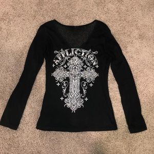 $10 Affliction long - sleeved top:) Size Medium